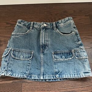 Zara denim cargo mini skirt